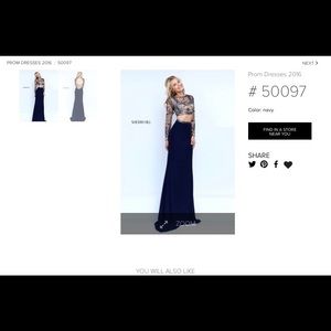 Sherri Hill navy / nude 2 piece gown size 00